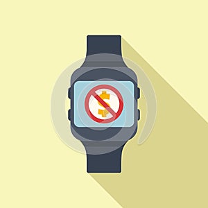 Smartwatch reject payment icon flat vector. Cancel error