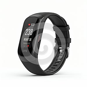 Smartwatch with a sleek black design features a rectangular touchscreen displaying