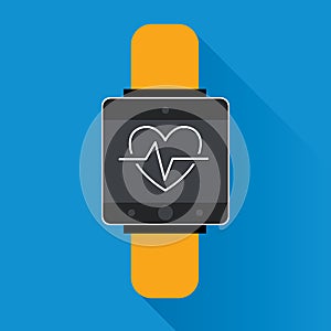 Smartwatch wearable technology symbol with icon for fitness tracker heart beat monitor application. vector