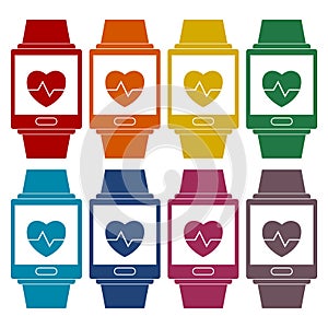 Smartwatch wearable technology symbol sticker set