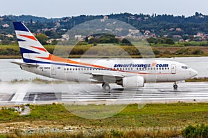 Smartwings Boeing 737-700 airplane Corfu Airport in Greece