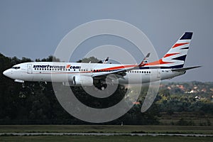 Smartwings plane landing on runway