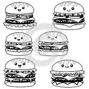 Smash Burger black Vector. Smash Burger kowai face Vector bundle. Smash Burger fighting vector, illustration, lineart