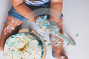 Smash cake party for a one year old boy.