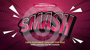 Smash comic cartoon style editable text effect with halftone background