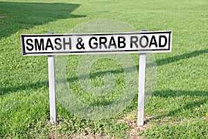 smash grab road sign street name plaque signage avenue destination place home post code