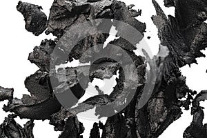 Smashed dark eyeshadows isolated on white background