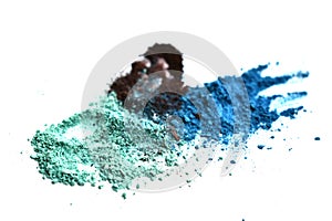 Smashed  eyeshadows isolated on white background