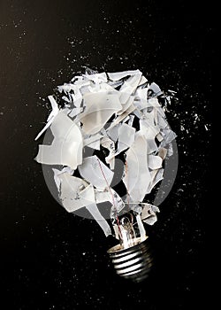Smashed incandescent light bulb