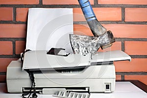 Smashed Office Printer
