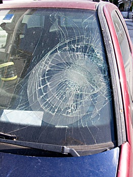 Smashed windscreen