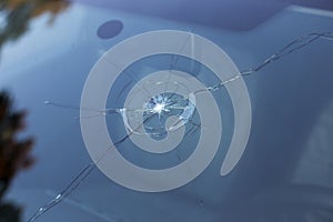 Smashed windscreen