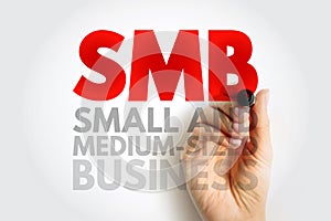 SMB - Small and Medium-Sized Business - are businesses whose personnel numbers fall below certain limits, acronym text concept