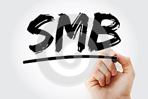 SMB - Small and Medium-Sized Business text with marker, acronym business concept background