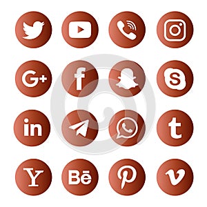 Social media icons. Inspired by Facebook, Instagram, skype, snapchat, LinkedIn, WhatsApp, tumblr, yahoo, Pinterest etc..