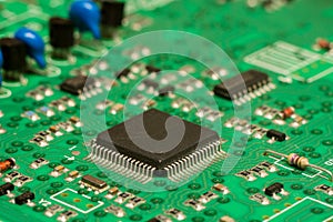 Smd printed electronic circuit board with micro controller and components