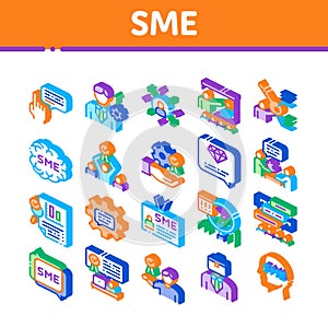 Sme Business Company Isometric Icons Set Vector