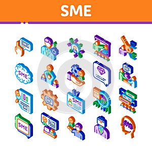 Sme Business Company Isometric Icons Set Vector