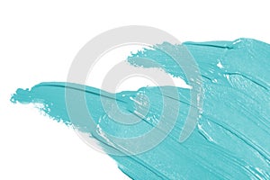 Smear blue paint or cream isolated on white background photo