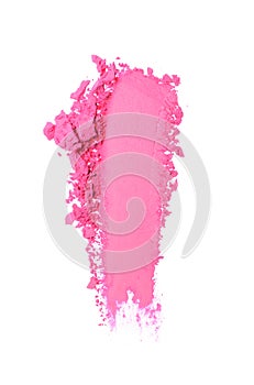 Smear of crushed pink eyeshadow as sample of cosmetic product