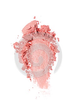 Smear of crushed shiny pink eyeshadow as sample of cosmetic product