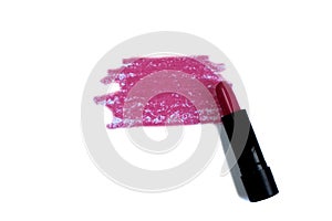 Smear of pink lipstick isolated on white background