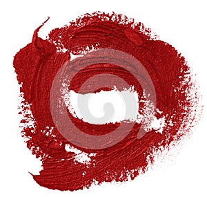 A smear of red thick consistency with glitter, round shape