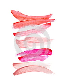 Smear and texture of lipstick or acrylic paint