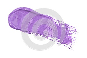Smear and texture of lipstick or acrylic paint isolated on white background. Stroke of lipgloss or liquid nail polish swatch