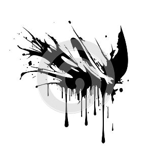 Smears, blots of black paint on a white background, dark colors - Vector