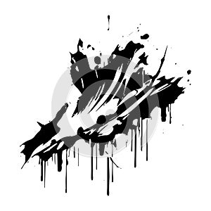 Smears, blots of black paint on a white background, dark colors - Vector