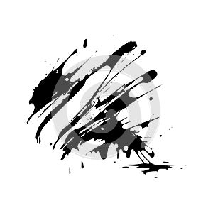 Smears, blots of black paint on a white background, dark colors - Vector