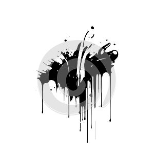 Smears, blots of black paint on a white background, dark colors - Vector