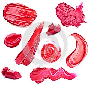 Smears lipstick and lip gloss variety of shapes