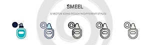 Smeel icon in filled, thin line, outline and stroke style. Vector illustration of two colored and black smeel vector icons designs