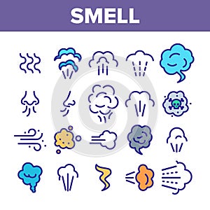 Smell Cloud Collection Elements Icons Set Vector