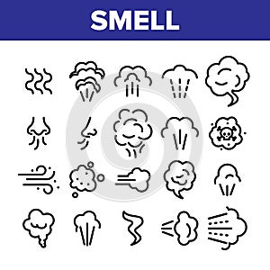 Smell Cloud Collection Elements Icons Set Vector