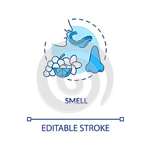 Smell concept icon. Sommelier advice, winetasting idea thin line illustration. Appreciating wine aroma. Evaluating drink