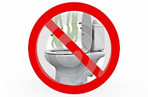 Smell from the Toilet - Prohibited sign, 3d illustration