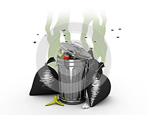 Smelly Trash Can, 3d illustration