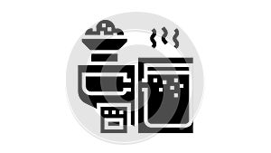 smelting sand glass manufacturing equipment glyph icon animation