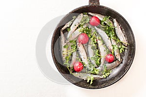 Smelts fish in the pan