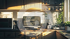 smfuturistic computer in kitchen
