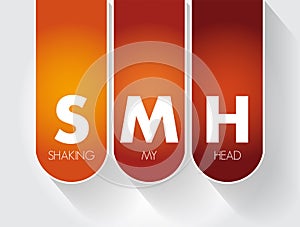 SMH - Shaking My Head acronym text concept for presentations and reports