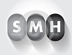 SMH - Shaking My Head acronym text concept for presentations and reports