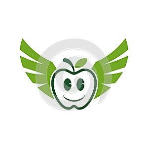 Smile apple fly logo icon