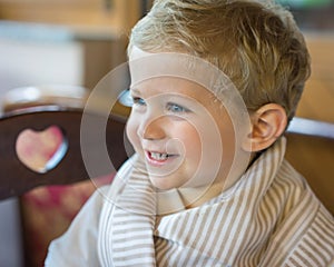 Smile baby boy at restaurant