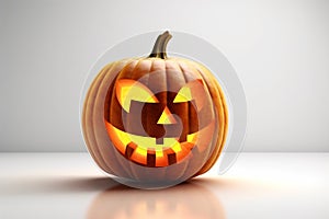 smile background orange isolated halloween lantern face pumpkin holiday scarey decoration. Generative AI. photo