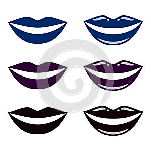 Smile, blue and black lips. Gothic, extreme makeup. vector
