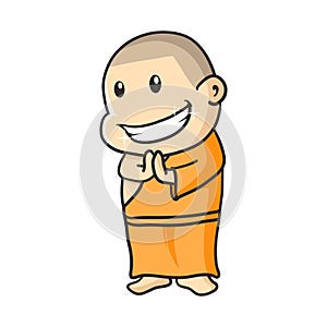 Smile buddha monk cartoon illustration